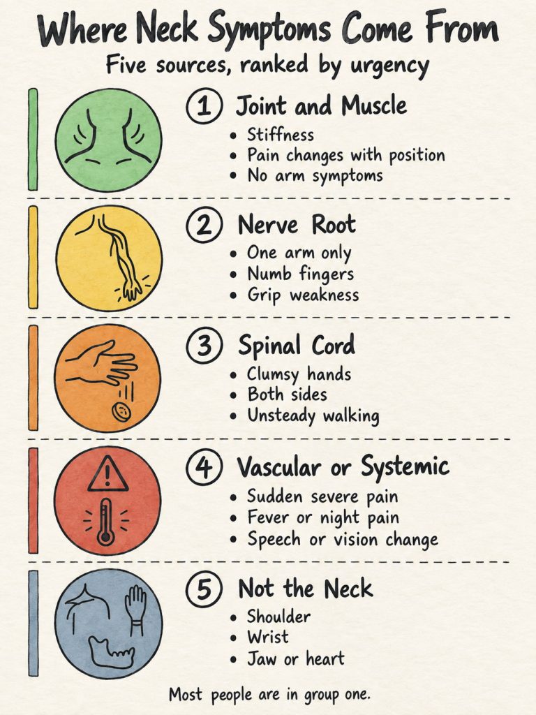 The five sources of cervical spine symptoms